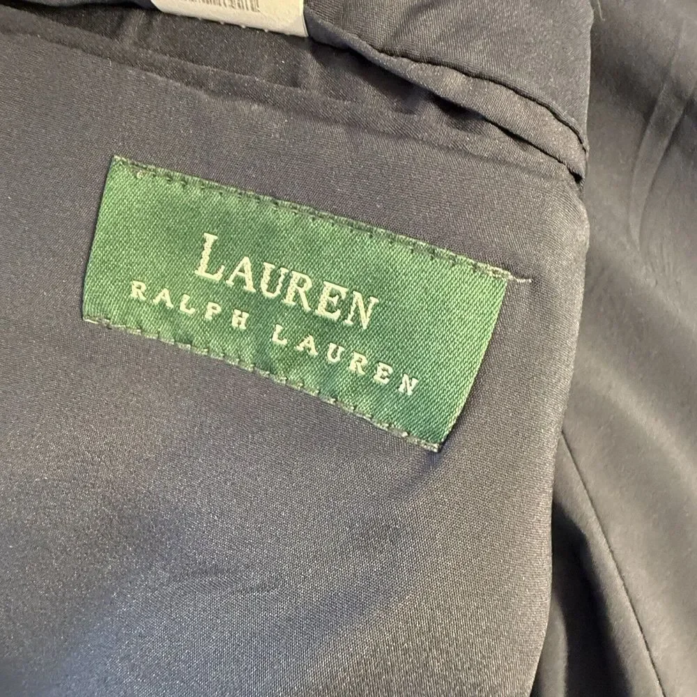 Lauren Ralph Lauren Mens Wool Blazer 46L Navy Gold Buttons Formal Career Ivy